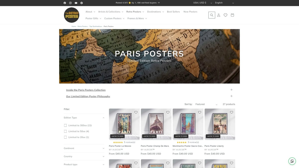 7 Stunning Paris Travel Poster Designs to Inspire Your Walls 2026 - Vintage Paris Travel Poster – My Retro Poster