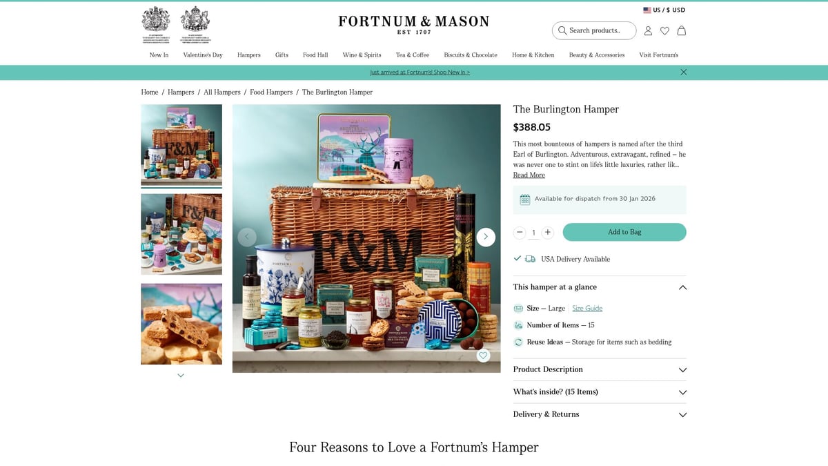 7 Unique Gift Hamper Ideas to Surprise Loved Ones in 2026 - The Burlington Hamper by Fortnum & Mason