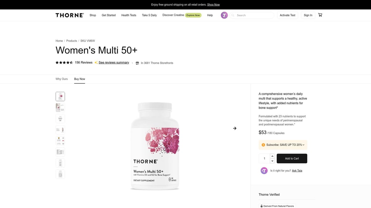 9 Essential Best Vitamin Supplements for Women in 2025 - Thorne Women’s Multi 50+