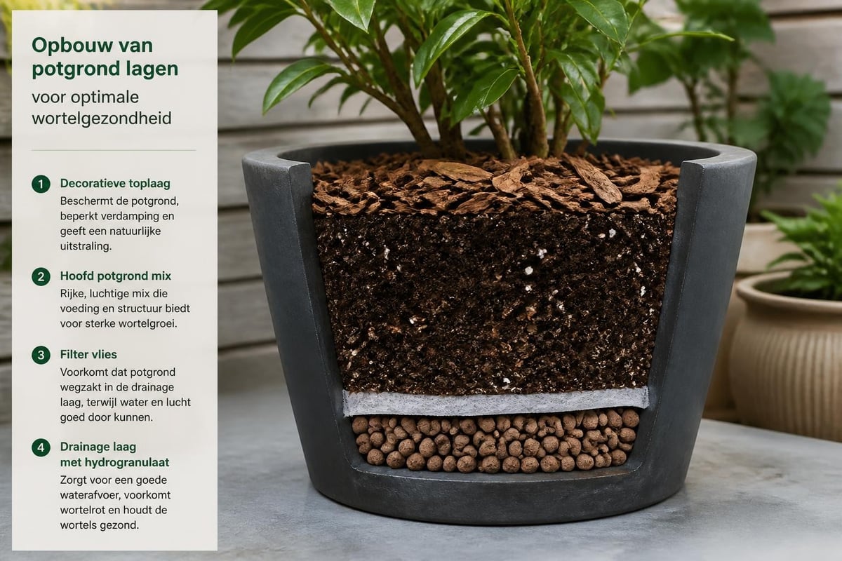 Grondlagen grote plantenpot