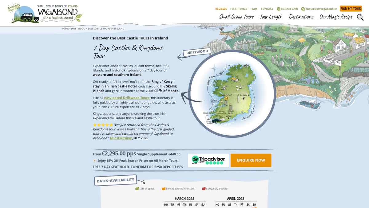 8 Unforgettable Tours Of Ireland To Book In 2026 - 7 Day Castles & Kingdoms Tour – Driftwood Tours
