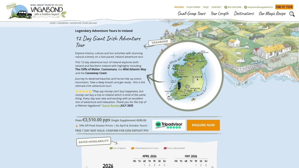 8 Unforgettable Tours Of Ireland To Book In 2026 - 12 Day Giant Irish Adventure Tour – Vagabond Tours
