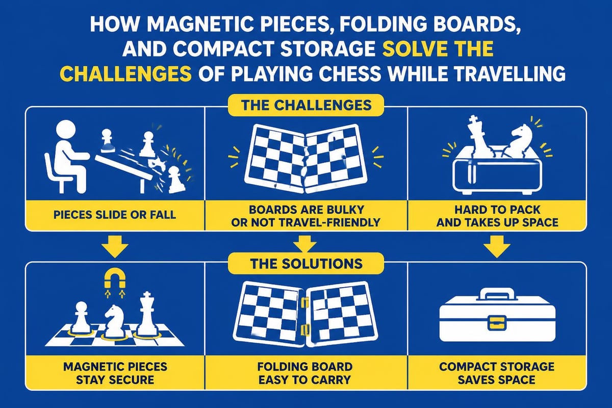 Magnetic pocket chess set features