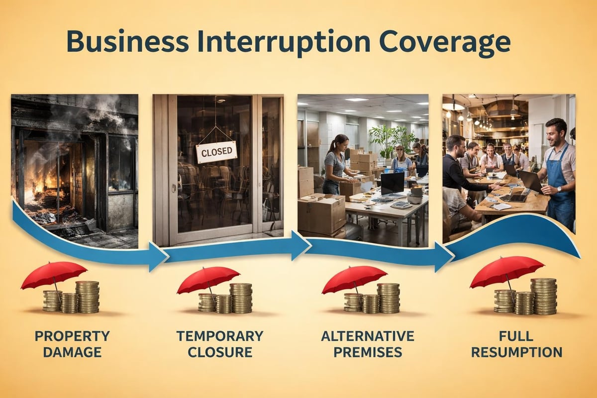 Business interruption timeline infographic