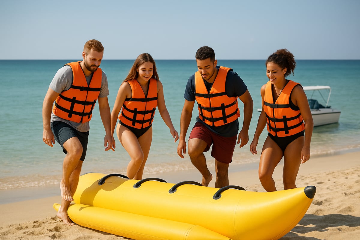 Motos de Agua Benidorm - article 38660d15 f41f 4cb4 815 fotografia realista y de alta calidad de un grupo 2 34yvty Seguridad en la Banana para el Agua: Reglas y Consejos Esenciales