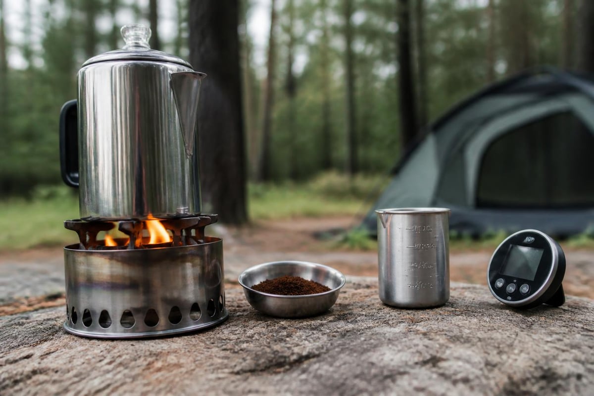 Camping coffee preparation