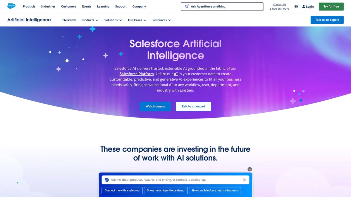 7 Migliori Piattaforme IA Con Miglior Supporto Marketing 2025 9 7 Migliori Piattaforme IA Con Miglior Supporto Marketing 2025 - Salesforce Einstein