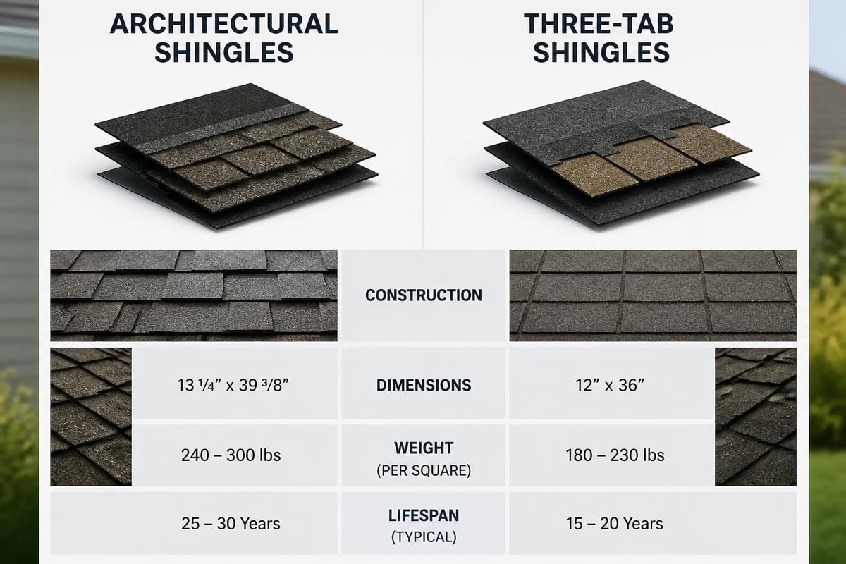 Comparison of roofing shingle types