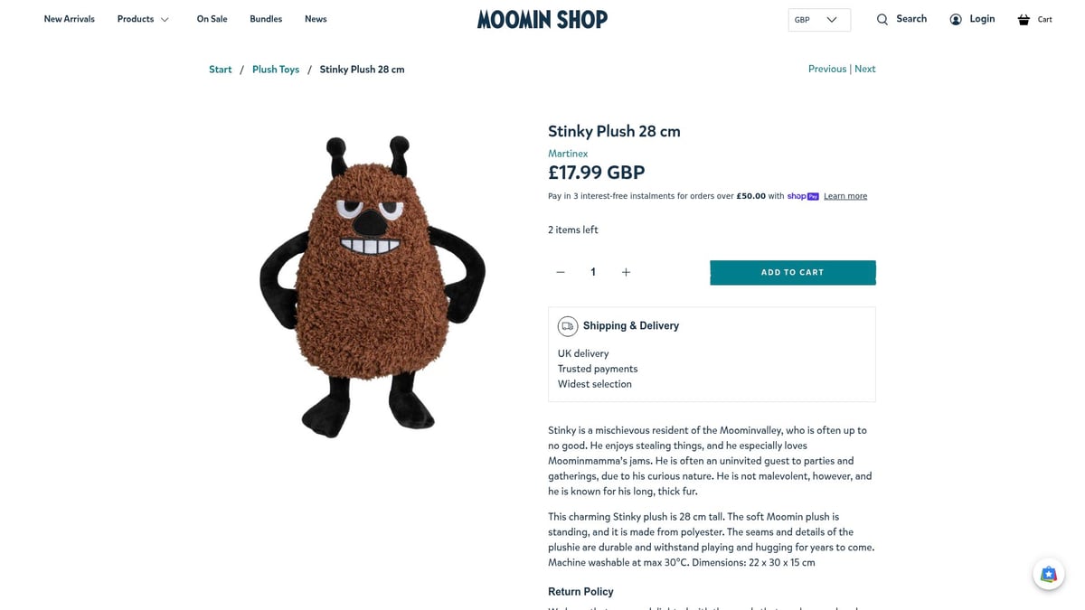 Top 8 Plush UK Finds You’ll Love in 2026 - Stinky Plush 28 cm by Martinex