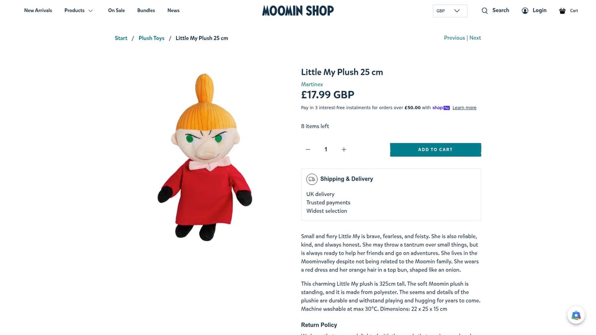 Top 8 Plush UK Finds You’ll Love in 2026 - Little My Plush 25 cm by Martinex