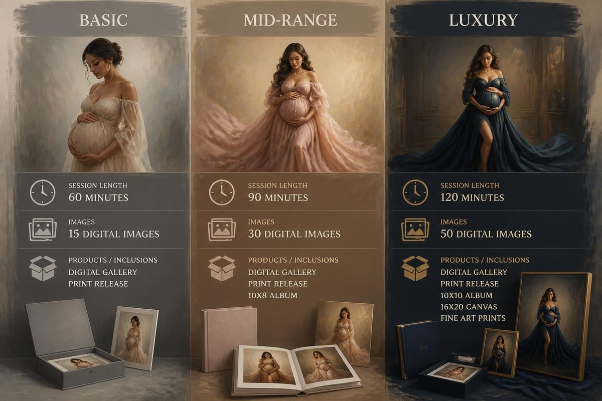 Maternity photography service levels