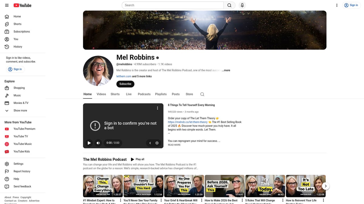 Top 12 Best Podcasts on YouTube to Stream in 2026 - The Mel Robbins Podcast