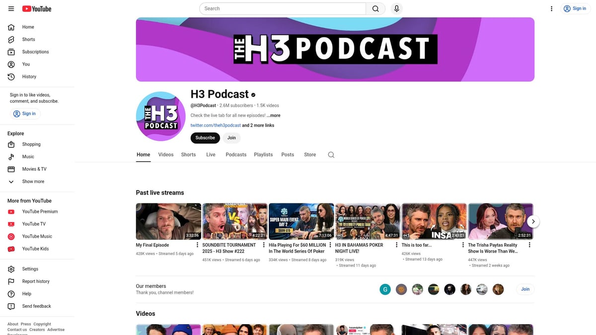 Top 12 Best Podcasts on YouTube to Stream in 2026 - The H3 Podcast