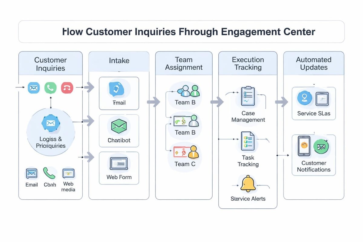 Customer engagement center workflow