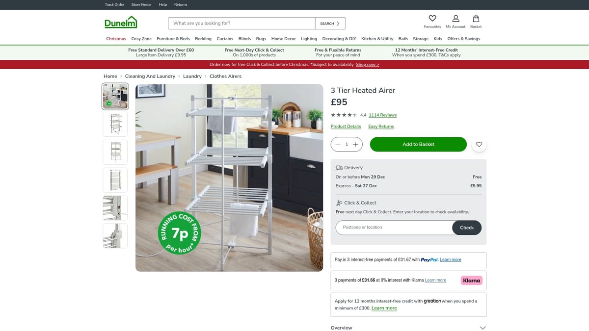 7 Smart Clothes Airer Valg Til Effektiv T&oslash;rring 2026 - Dunelm 3 Tier Heated Airer
