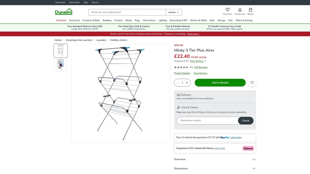 7 Smart Clothes Airer Valg Til Effektiv T&oslash;rring 2026 - Minky 3 Tier Plus Airer