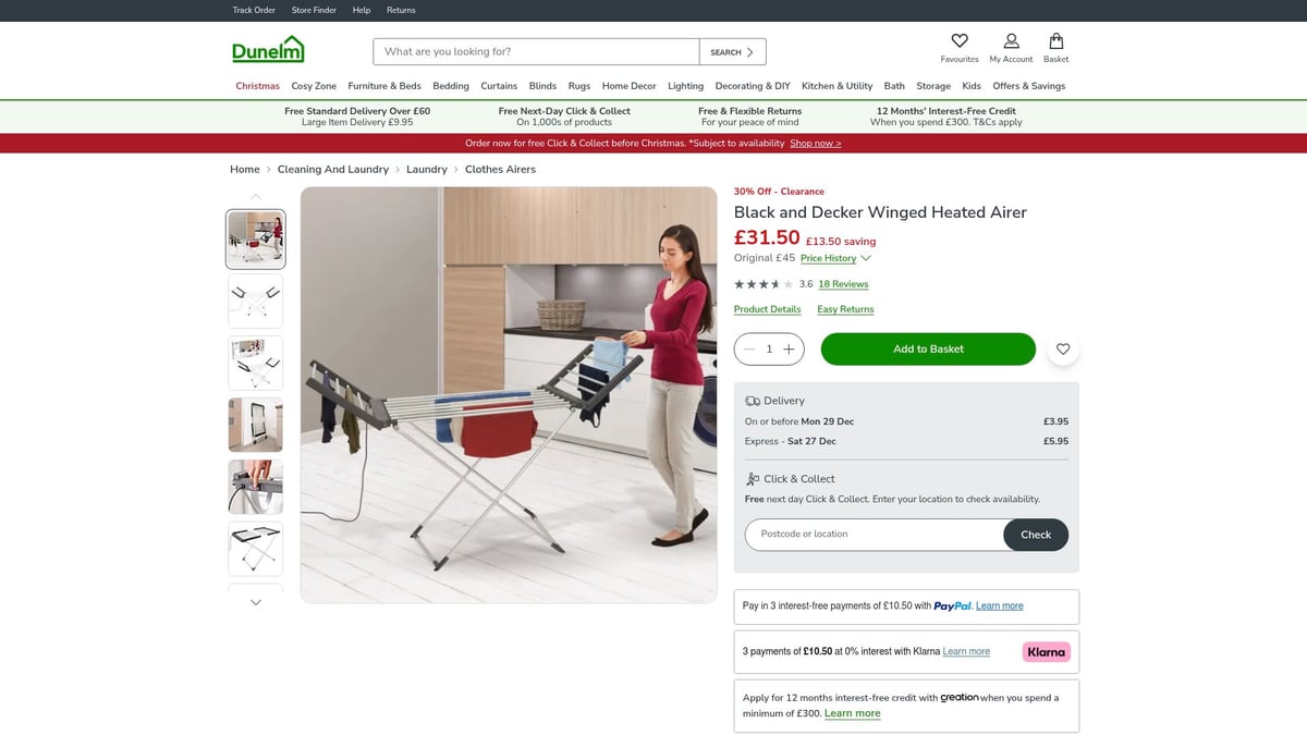 7 Smart Clothes Airer Valg Til Effektiv T&oslash;rring 2026 - Black and Decker Winged Heated Airer