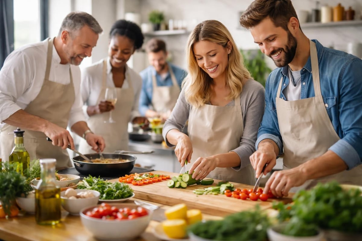 Kochkurs Teilnehmer beim gemeinsamen Kochen