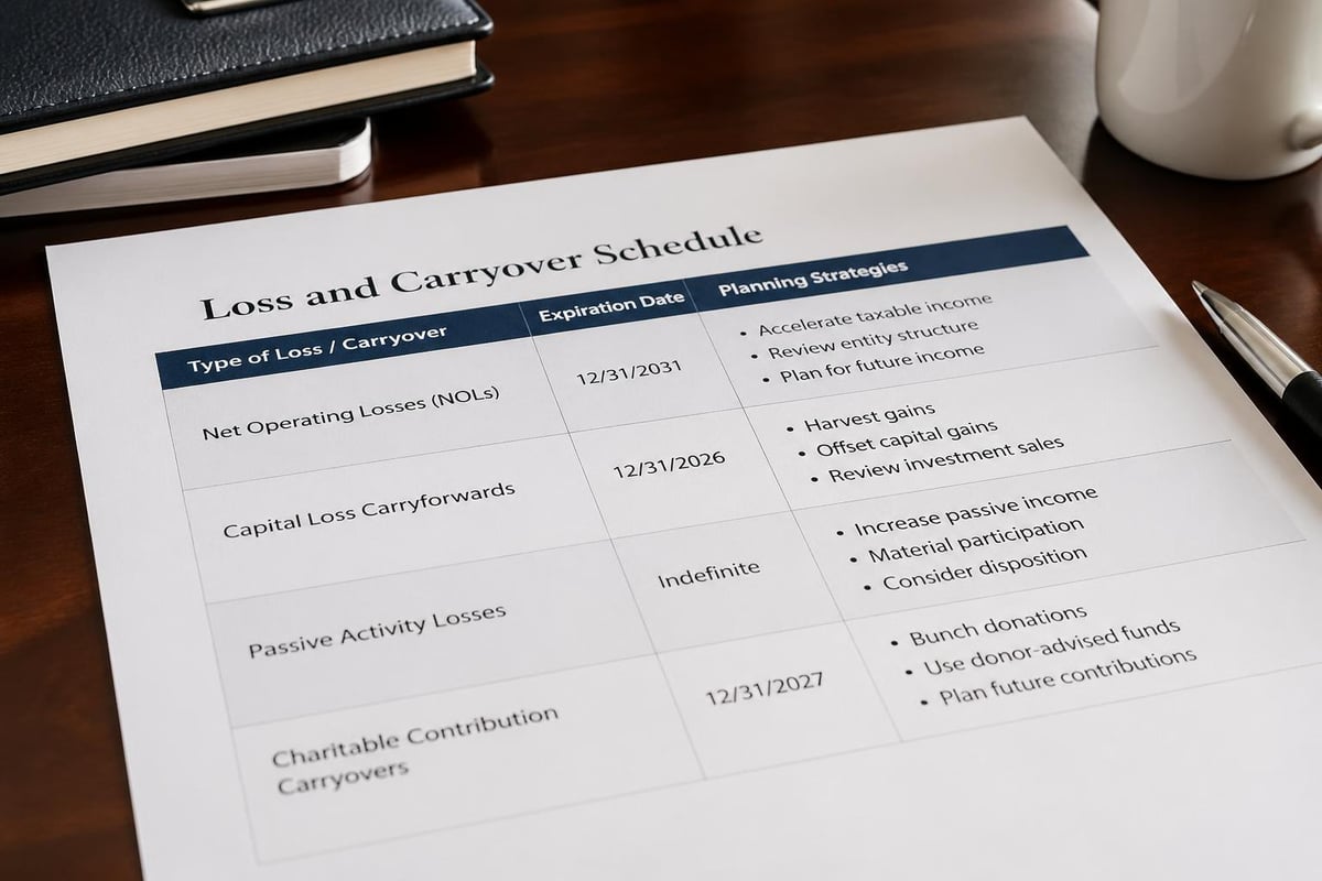 Tax carryforward tracking