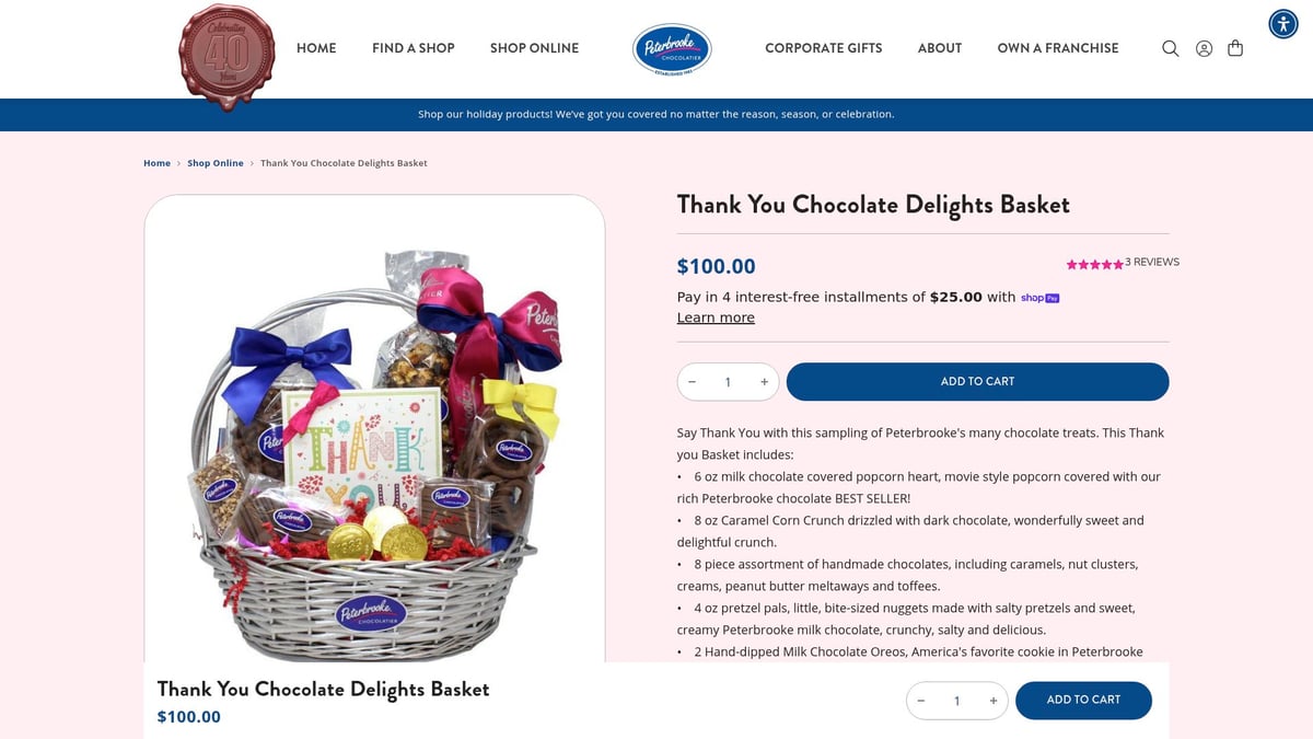 7 Creative Box Thank You Ideas to Show Appreciation in 2026 - Thank You Chocolate Delights Basket – Peterbrooke Chocolatier