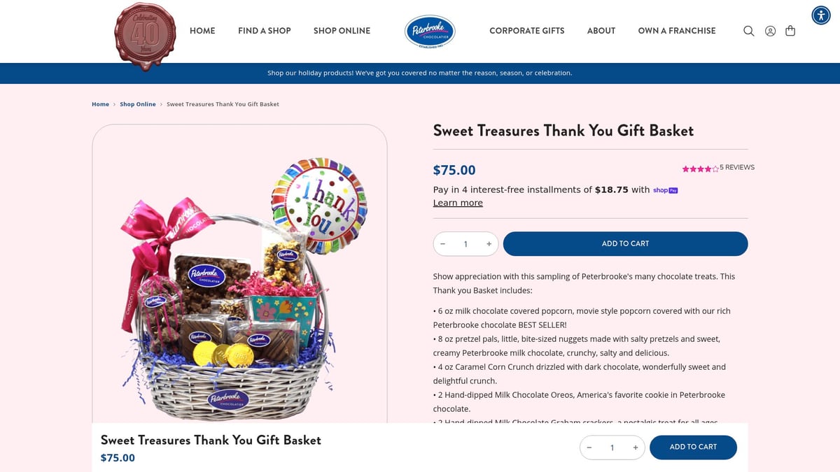 7 Creative Box Thank You Ideas to Show Appreciation in 2026 - Sweet Treasures Thank You Gift Basket – Peterbrooke Chocolatier