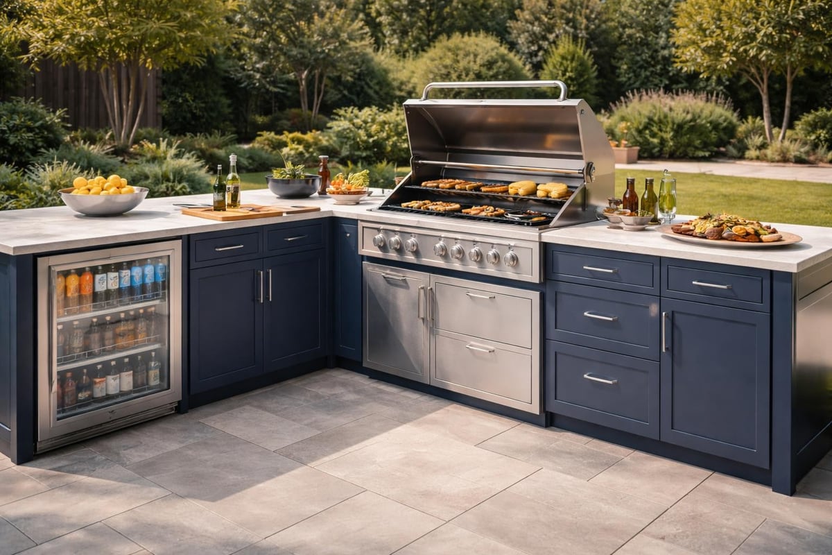 Outdoor kitchen furniture layout workflow