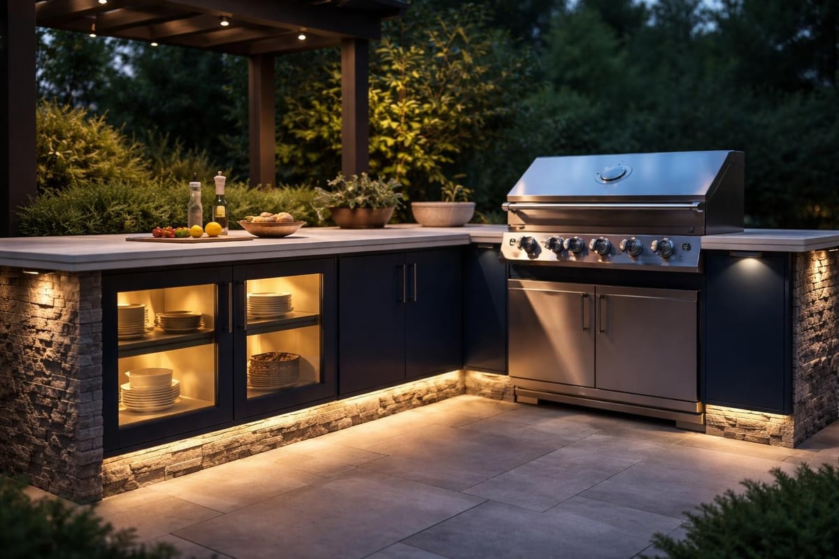 Outdoor kitchen lighting layers