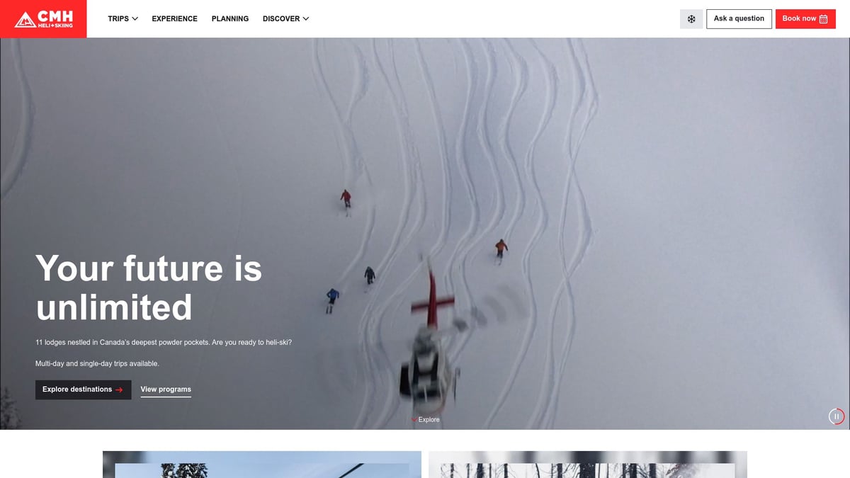 9 Fantastiska Heliskiing Canada Upplevelser 2025 - CMH Heli-Skiing