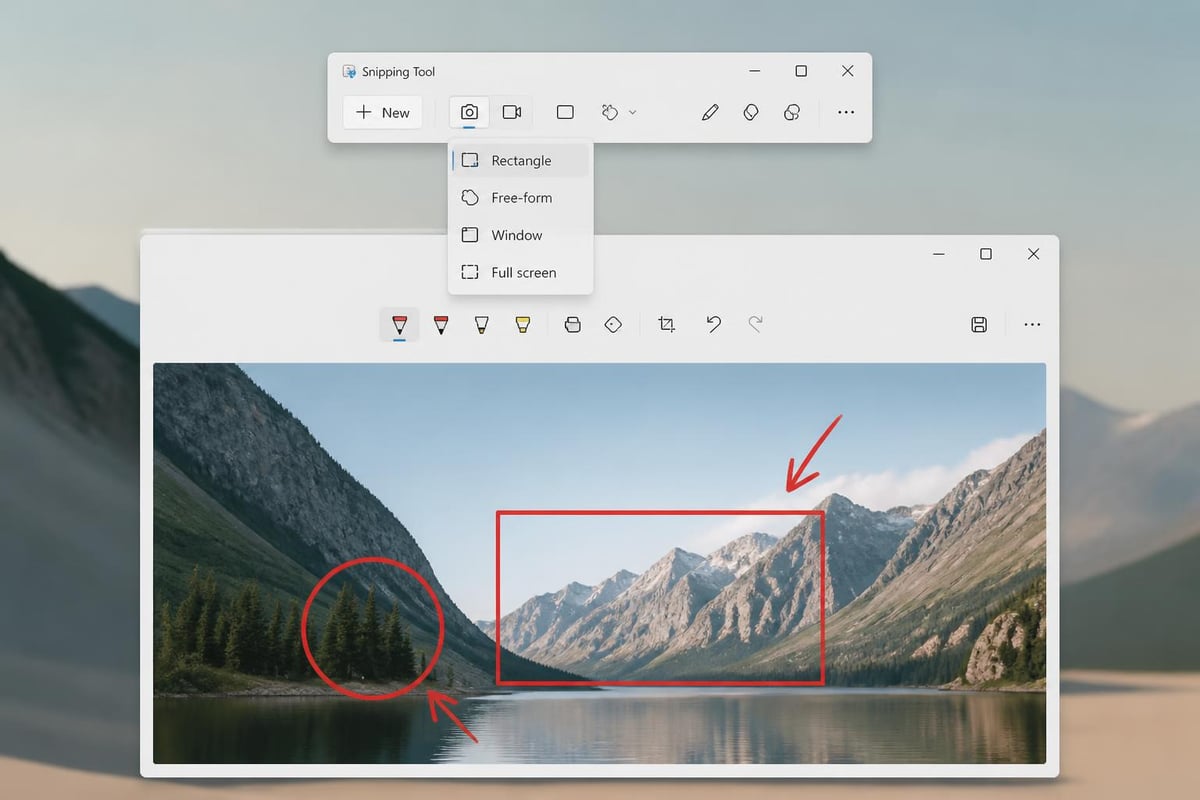 Windows 10 Snipping Tool interface