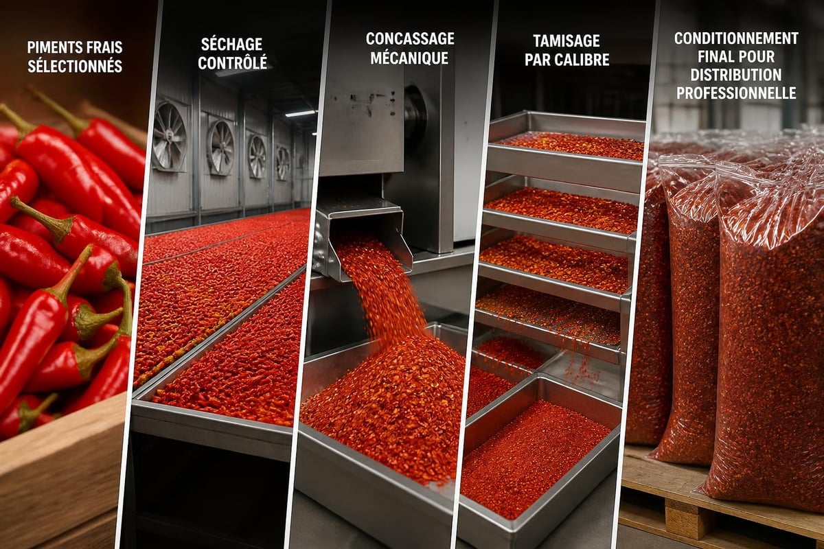 Processus de transformation du piment