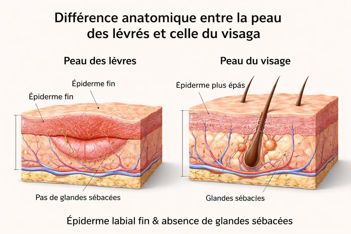 Structure de la peau des lèvres