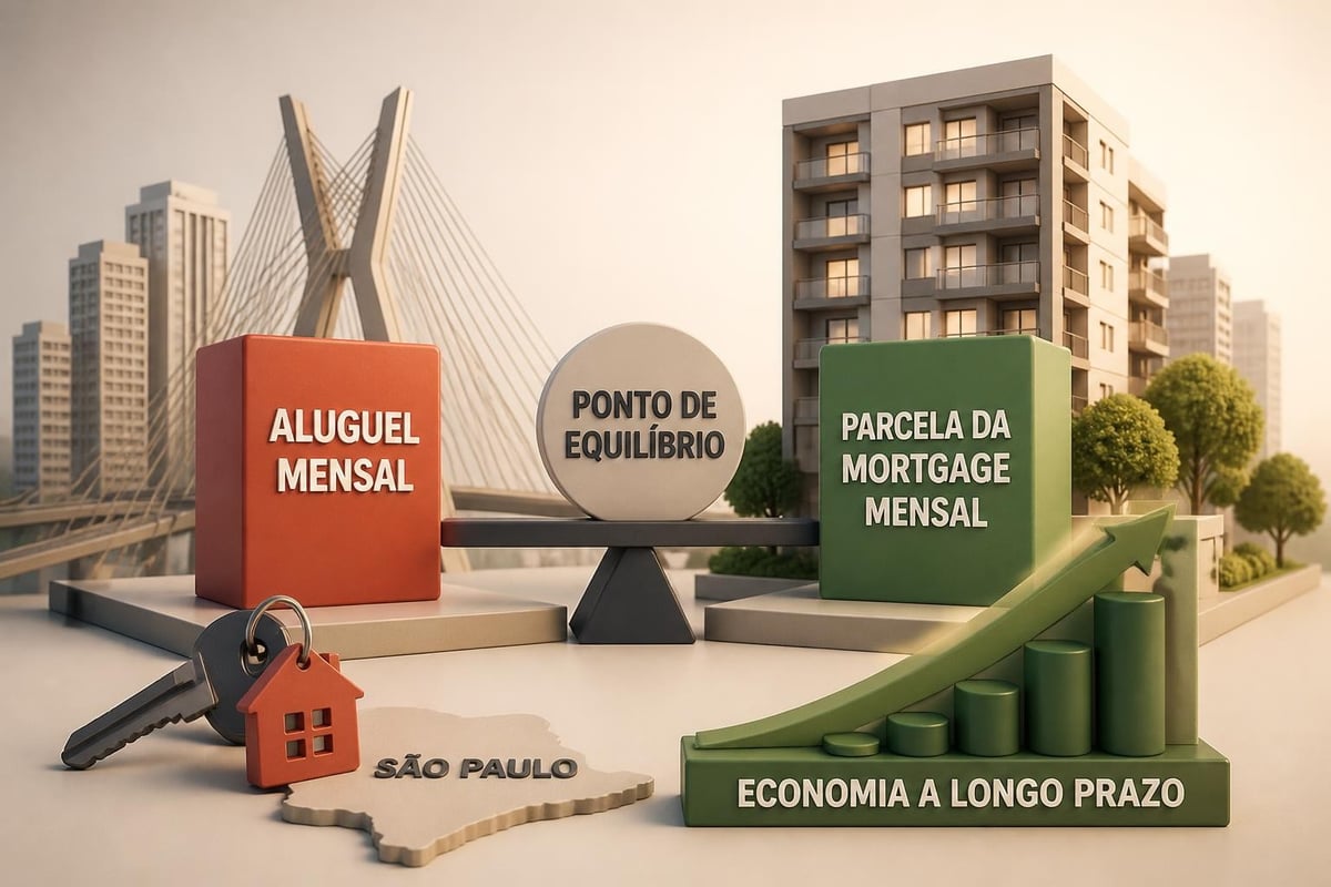 Comparação entre custos de aluguel e prestação de imóvel pronto