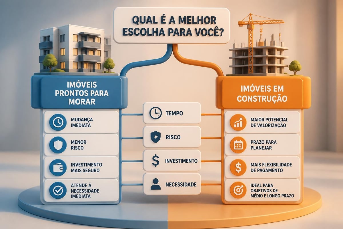 Análise comparativa entre imóveis prontos e em construção