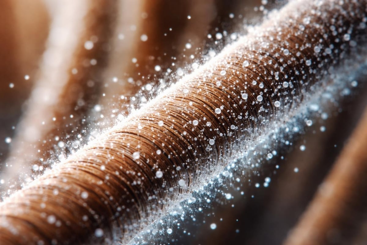 Hair spray particle bonding mechanism