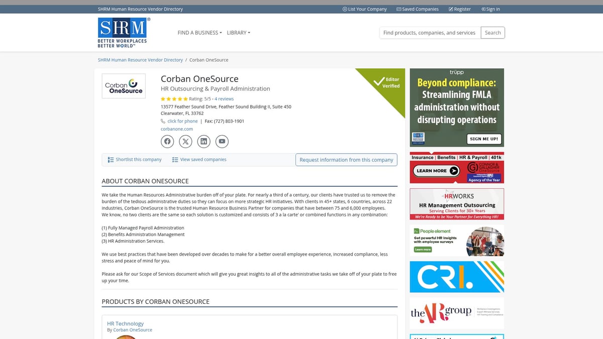 Top 7 HRO Providers to Streamline Your Business in 2025 - Corban OneSource
