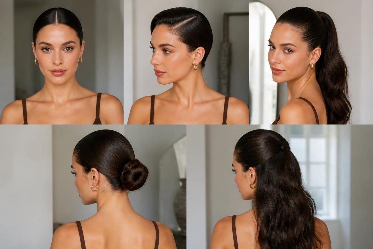 Multiple slicked hairstyles and variations