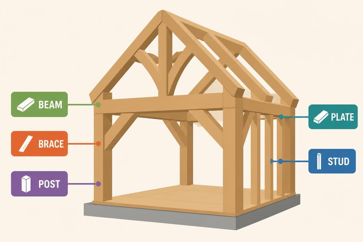 Small house timber frame components