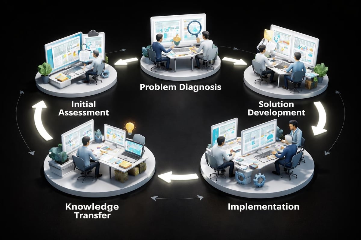 Excel consulting workflow stages