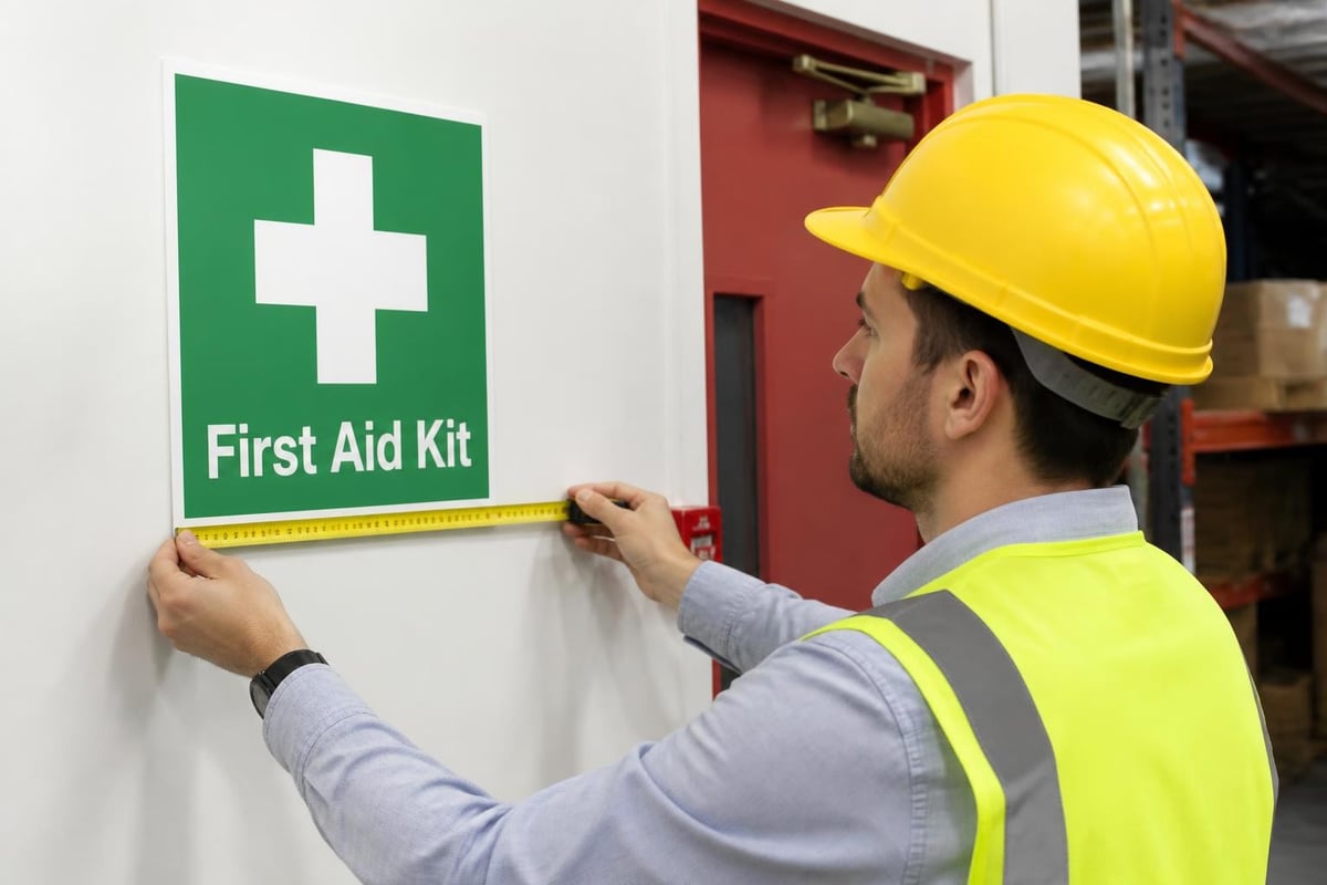 First aid sign sizing