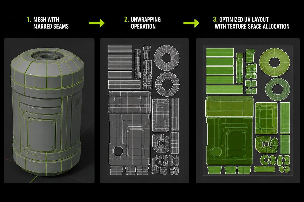 UV unwrapping workflow stages