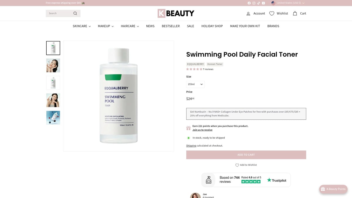 7 Peeling-Gesichtswasser 2026: Frische Favoriten für strahlende Haut - EQQUALBERRY Swimming Pool Daily Facial Toner
