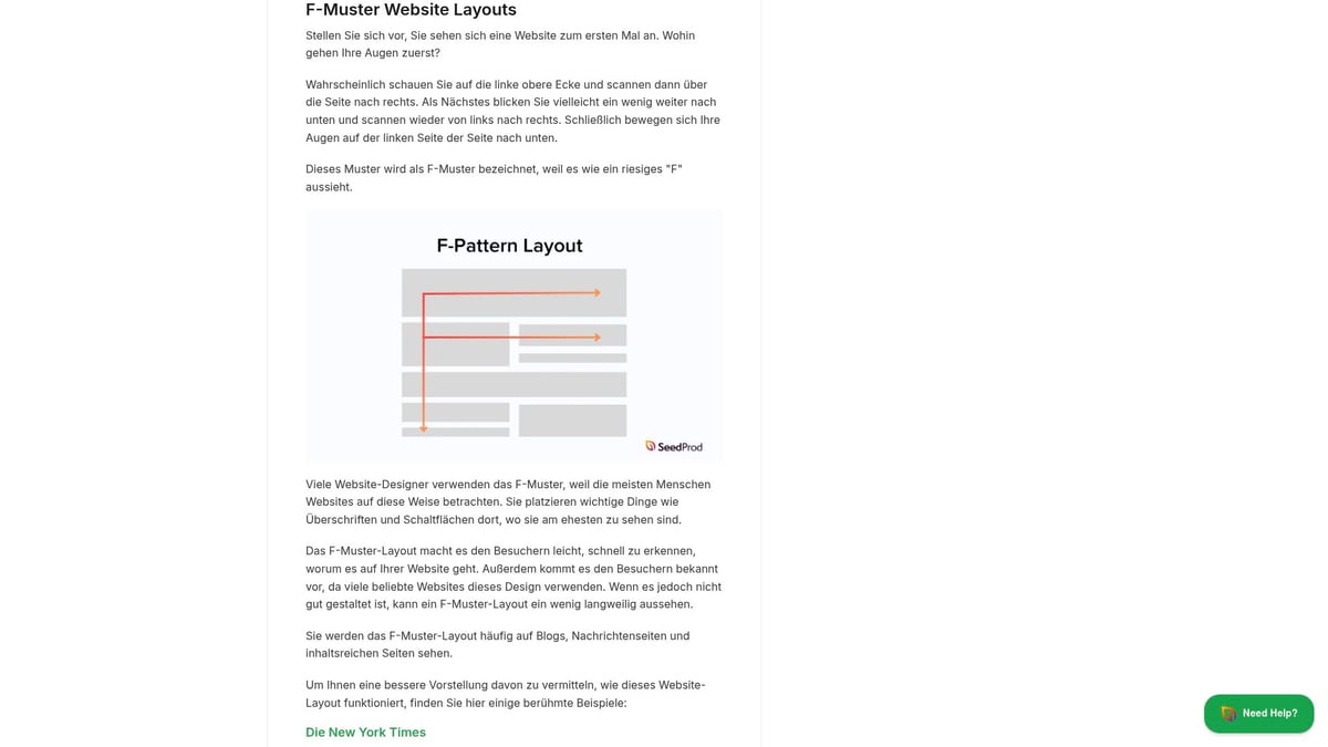 10 Inspirierende Website Beispiel Ideen für 2026 - F-Muster Layouts für Content- und Newsportale