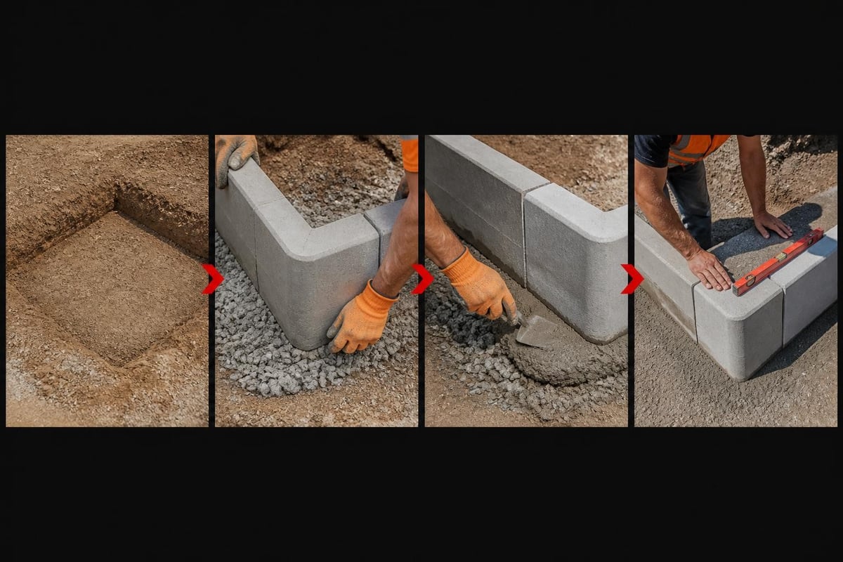 Keykerb corner installation sequence