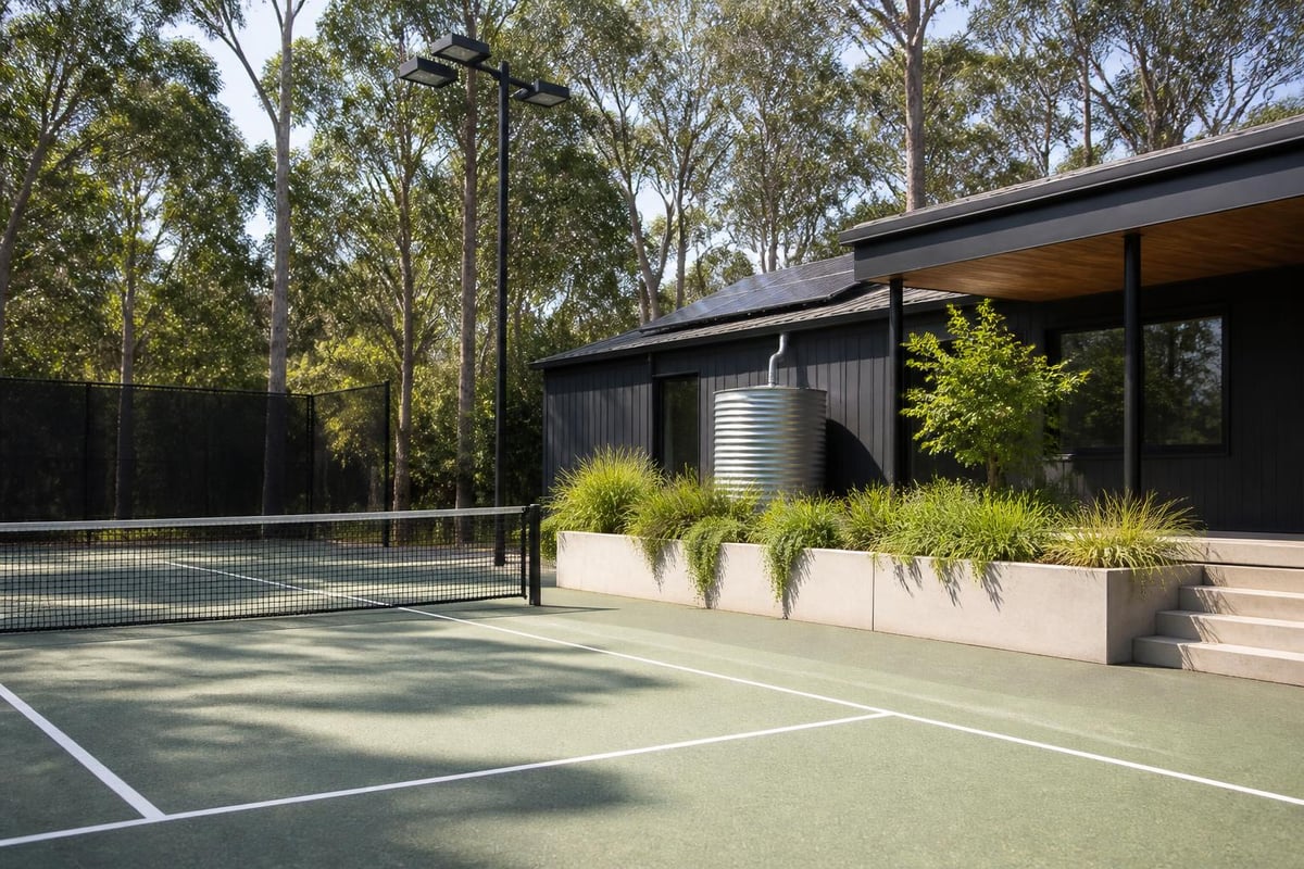 Sustainable tennis court features