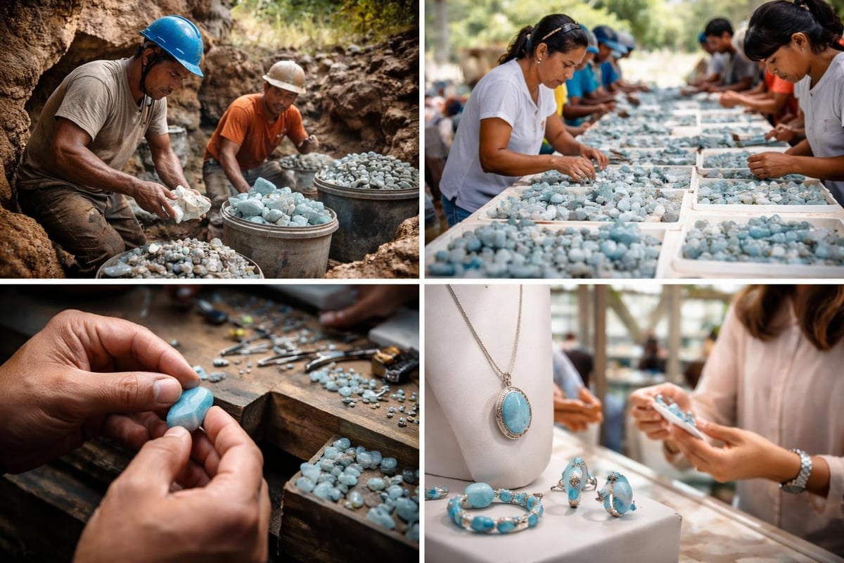 Larimar mining to jewelry pipeline