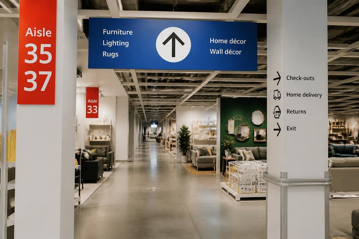 Interior retail wayfinding