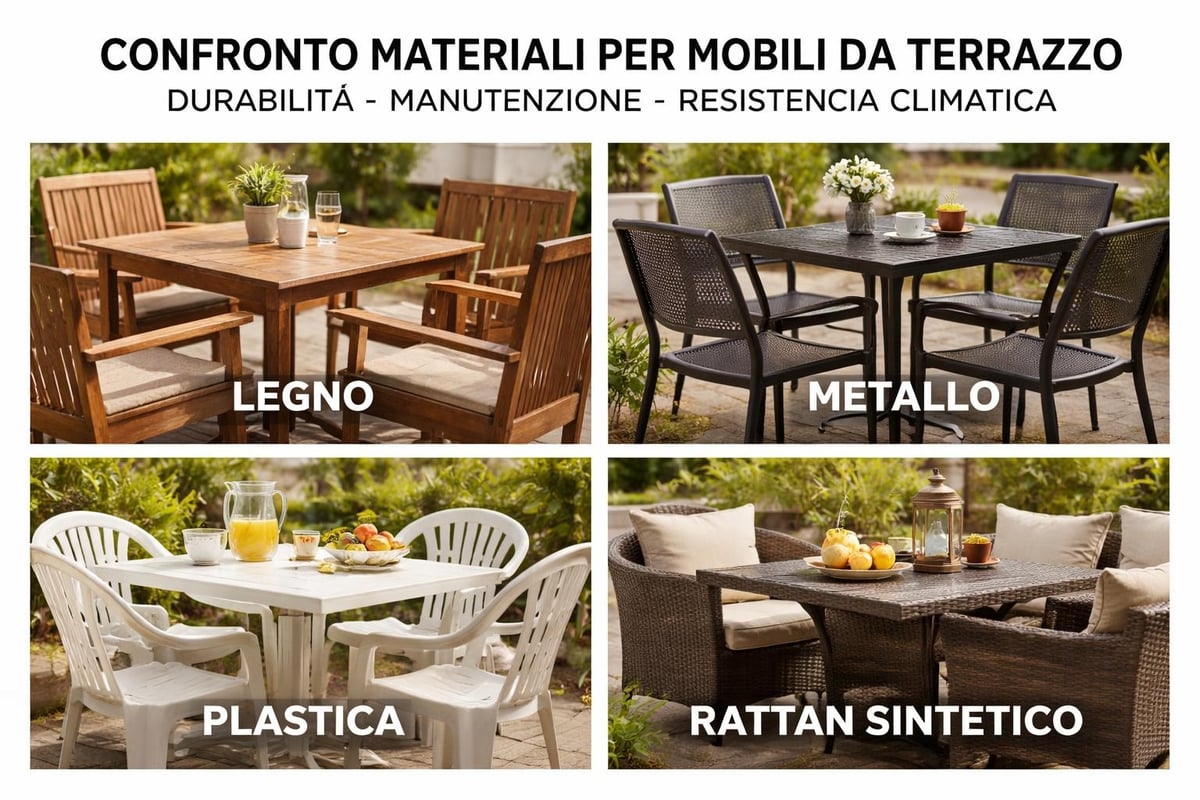 Materiali per tavolo e sedie terrazzo
