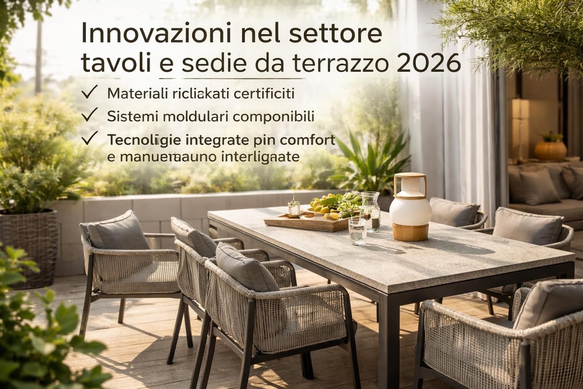 Tavolo e sedie terrazzo sostenibili