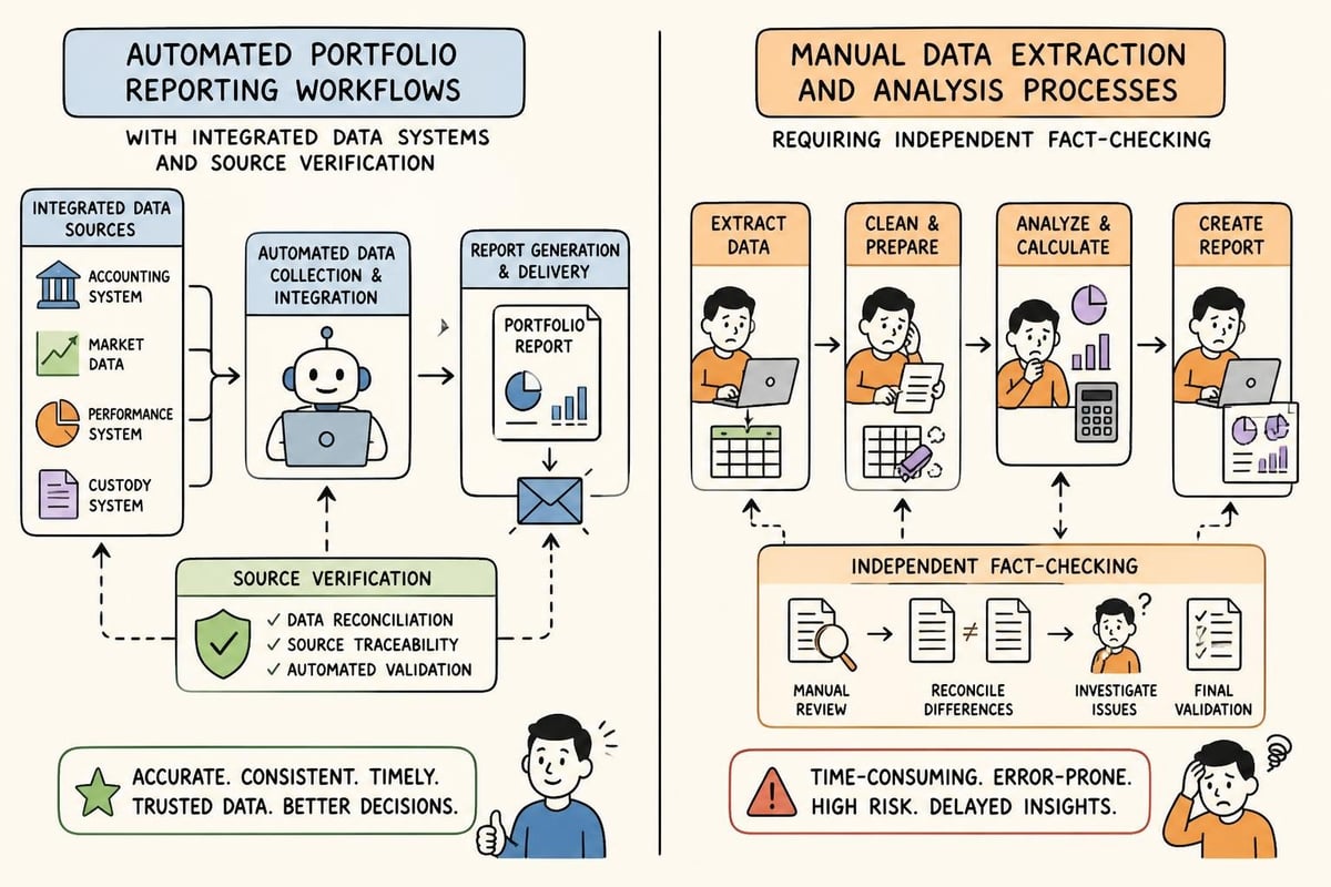 Portfolio reporting workflow comparison