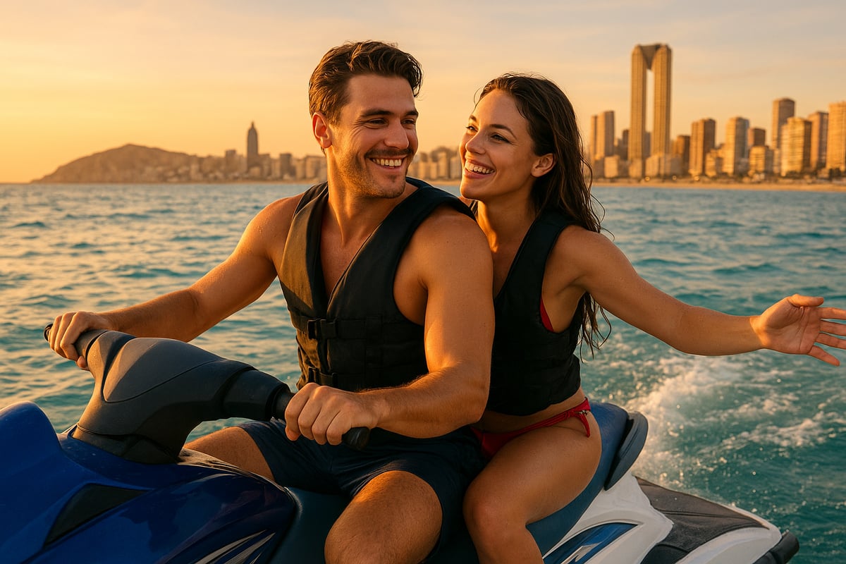 Motos de Agua Benidorm - article 3d158d34 2906 437b 9a5 fotografia realista y de alta calidad de una parej 0 oplpow Por qué Benidorm es el Destino Ideal para Actividades Acuáticas en Pareja